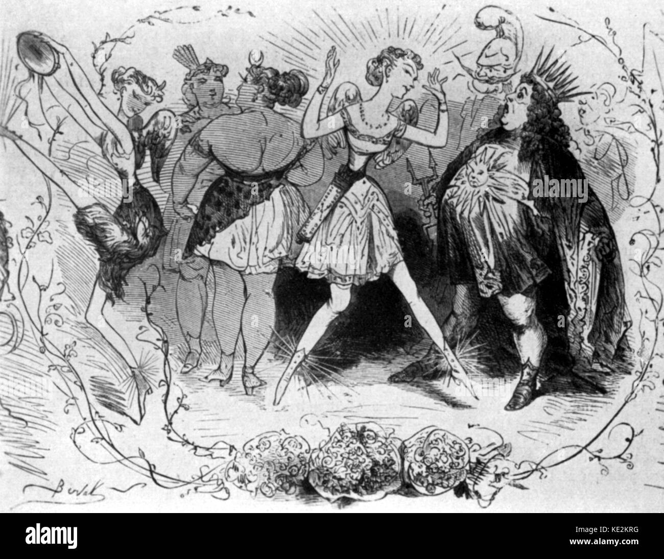 Orphée aux Enfers / Orphee aux enfers - illustration de l'opérette de Jacques Offenbach, basé sur le mythe grec d'Orphée et Eurydice, avec Cora Pearl comme Cupidon. Rôle joué en 1864. Texte par Crémieux et Ludovic Halevy. JO : compositeur allemand/français, 20 juin 1819 - 5 octobre 1880. Orphée, Orfeo Banque D'Images