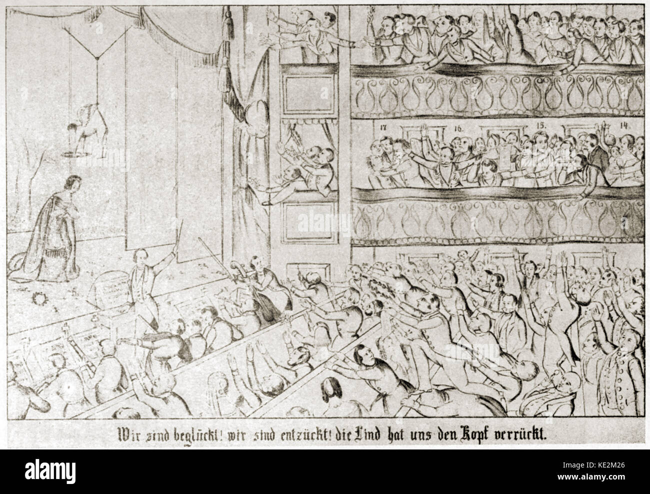 Jenny Lind. Tonnerre d'applaudissements de l'auditoire après une performance de Jenny Lind à Hambourg. La soprano suédoise, 1820-1887. Banque D'Images