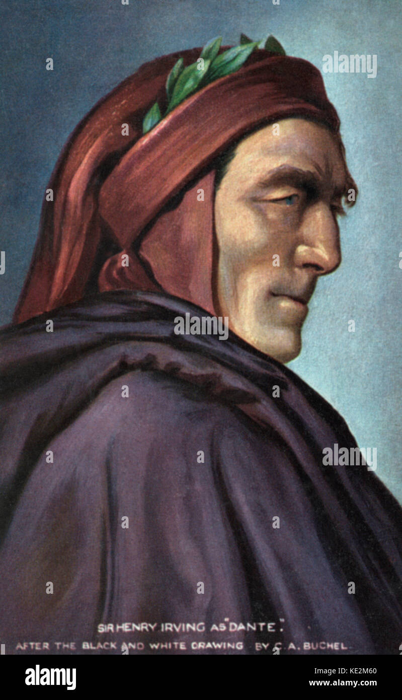 Sir Henry Irving - portrait de l'acteur comme Dante de Victorien Sardou's 'Dante', 1903. Mis en scène de Drury Lane, London. Après le dessin en noir et blanc par C.A. Buchel. 6 févr. 1838 - 13 octobre 1905. Né John Brodribb. Banque D'Images