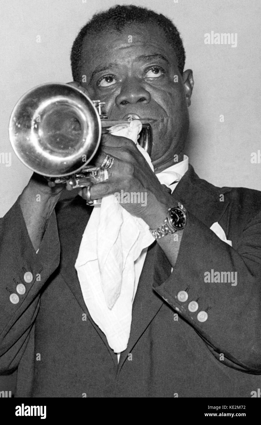 Louis Armstrong - portrait de l'American jazz musician playing. 4 Août 1901 - 6 juillet 1971. Banque D'Images