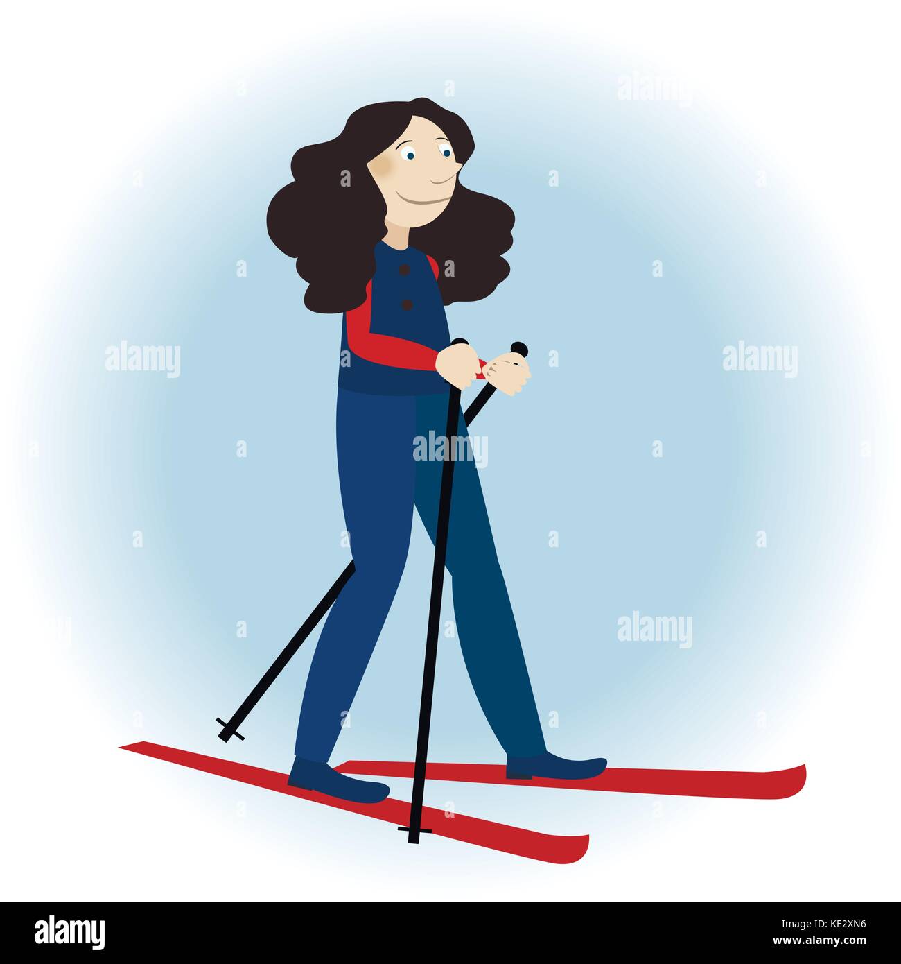 Cute girl ski Illustration de Vecteur