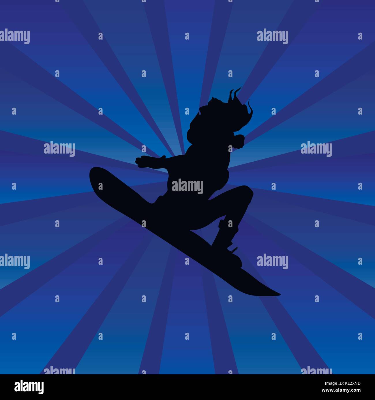 Femme sur un snowboard jump complexe effectue Illustration de Vecteur