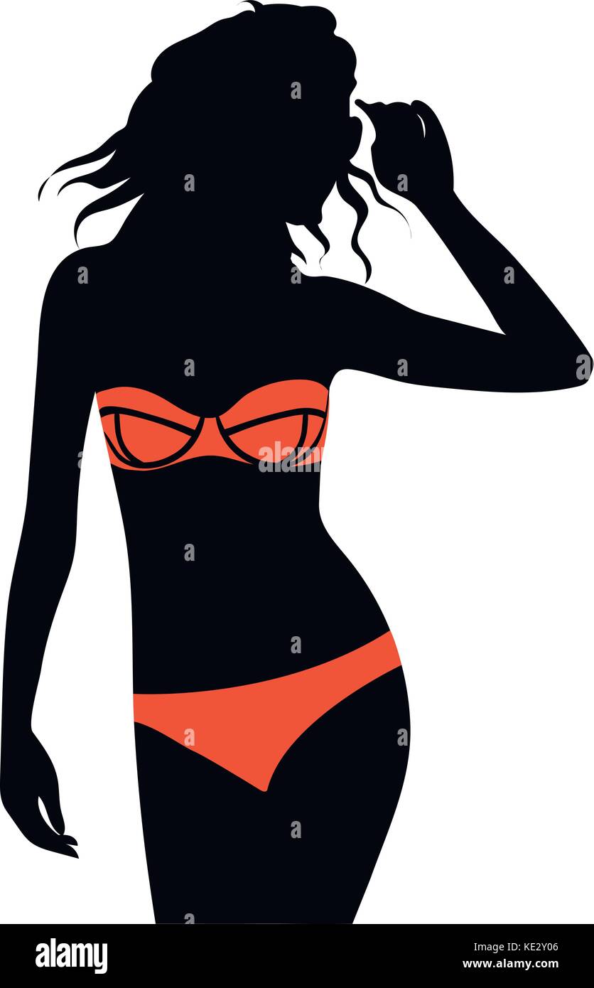 Belle jeune femme avec lunettes de soleil et bikini Illustration de Vecteur