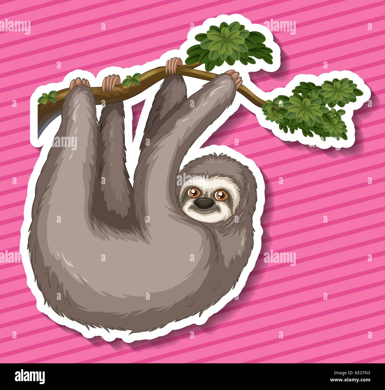 Sticker d'un singe se balancer sur une branche Illustration de Vecteur