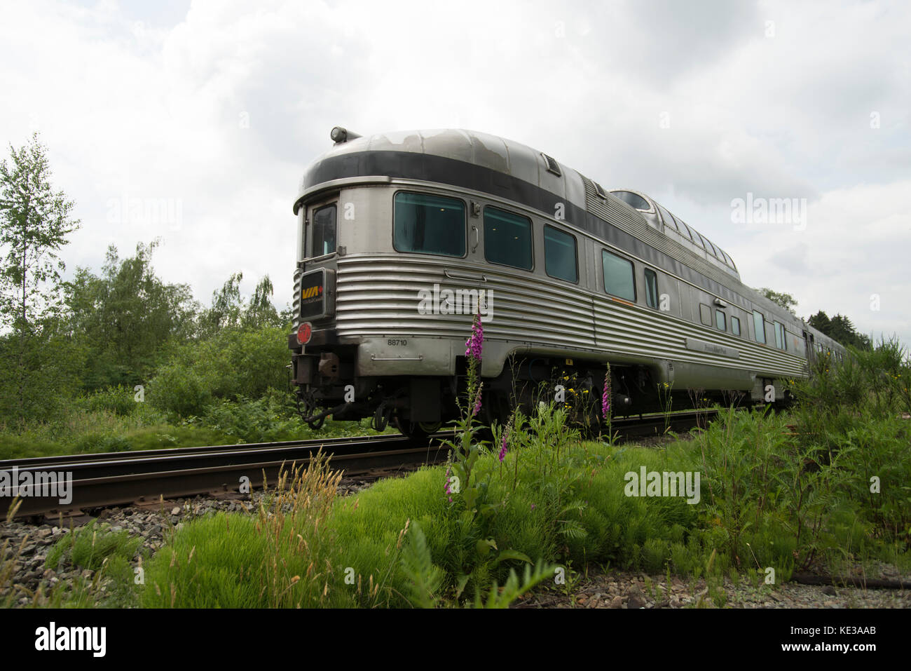 Canadien de VIA Rail en passant par Burnaby, BC, Canada Banque D'Images