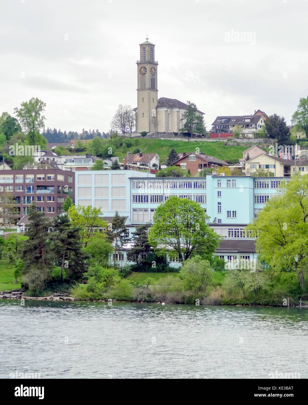 Paysages riverains de Zurich, la plus grande ville de Suisse Banque D'Images