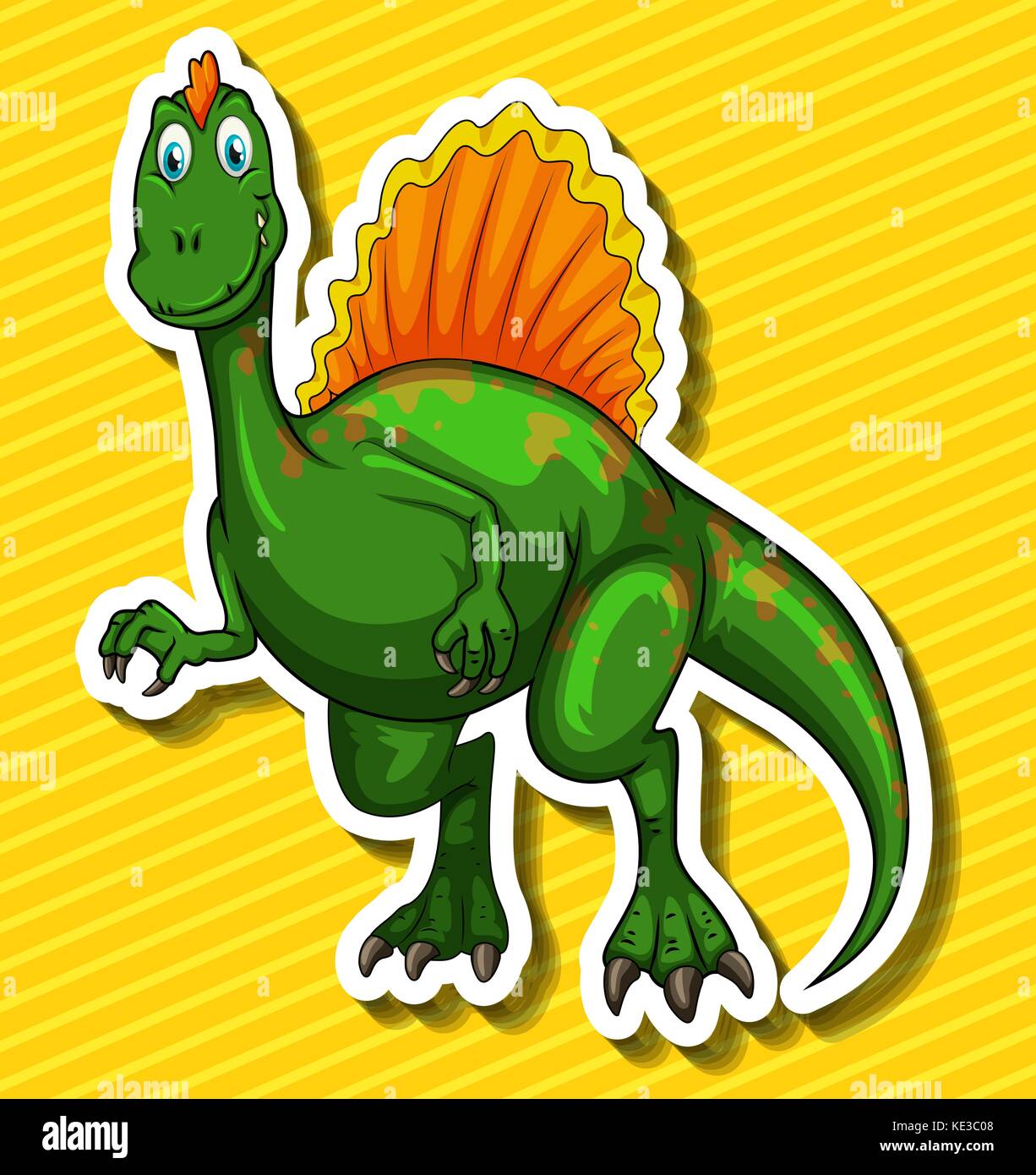 Dinosaure vert sur fond jaune illustration Illustration de Vecteur