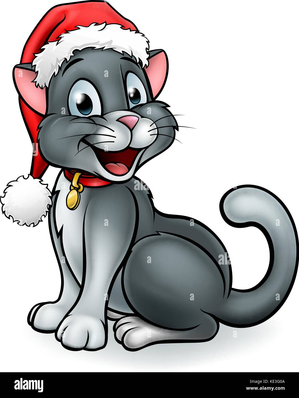 Chat animal de Noël dessin animé Illustration de Vecteur