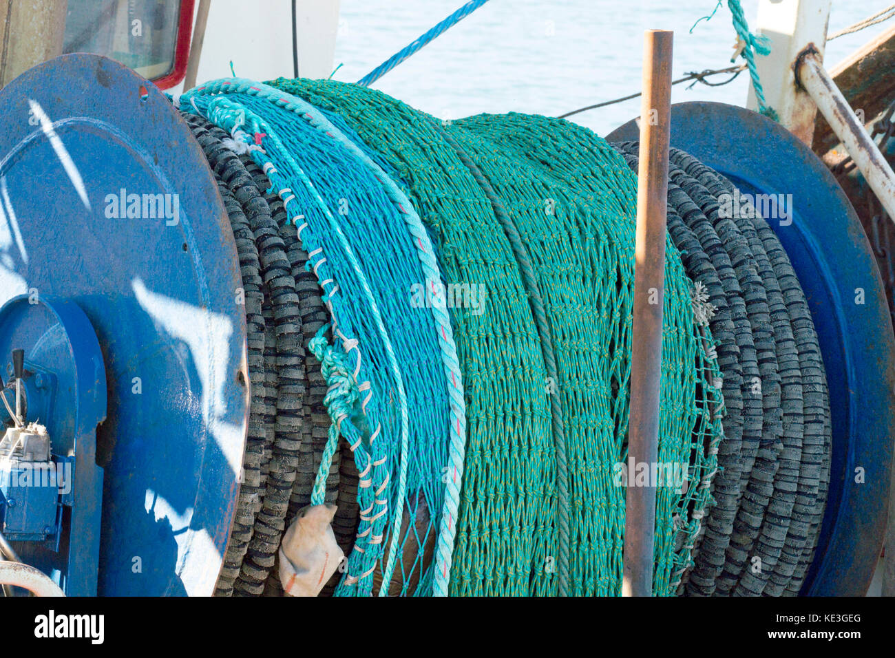 Filets de pêche dans le port de Hanstolm, Danemark Banque D'Images