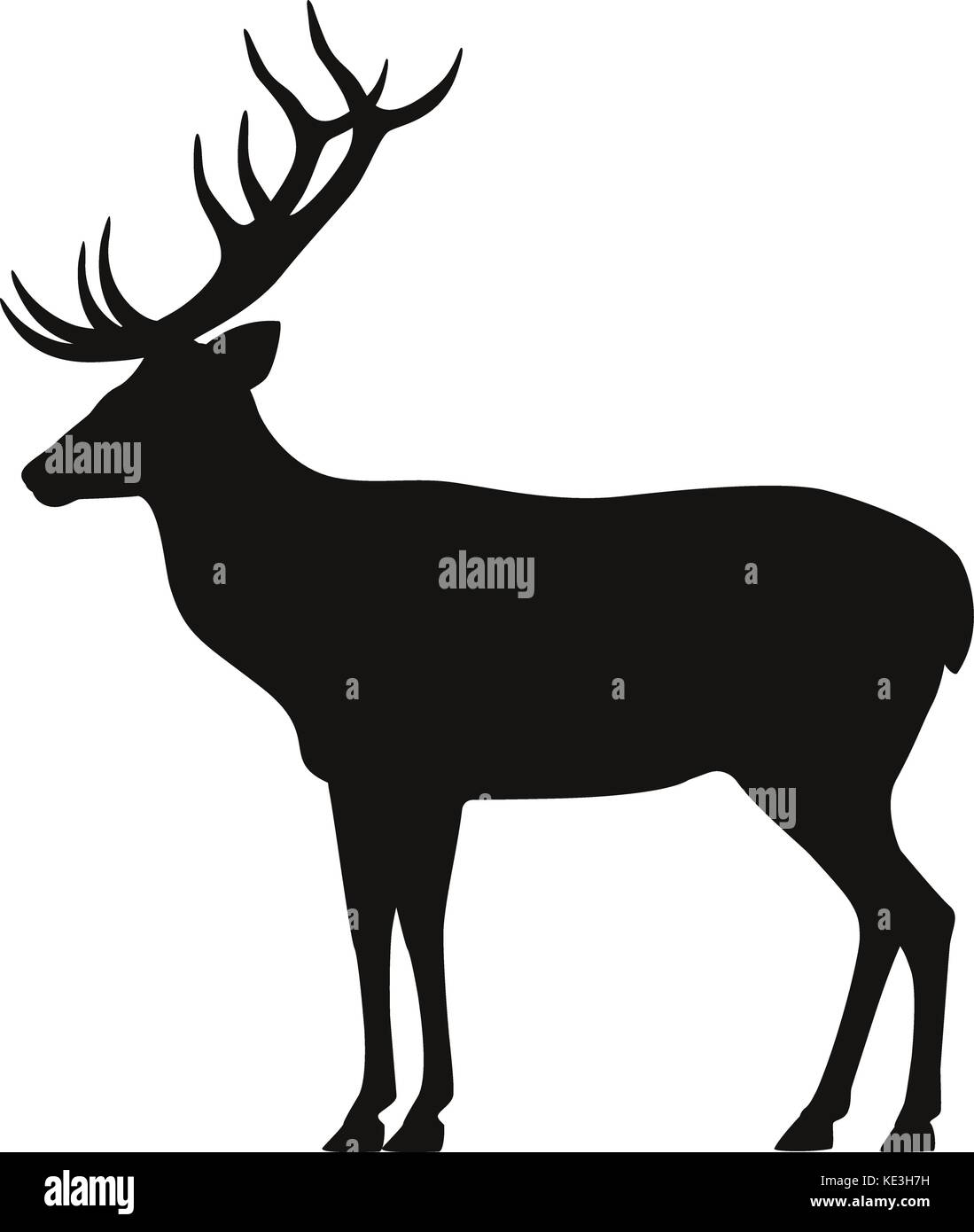 Vector silhouette noire horned deer vue latérale de l'icône Illustration de Vecteur