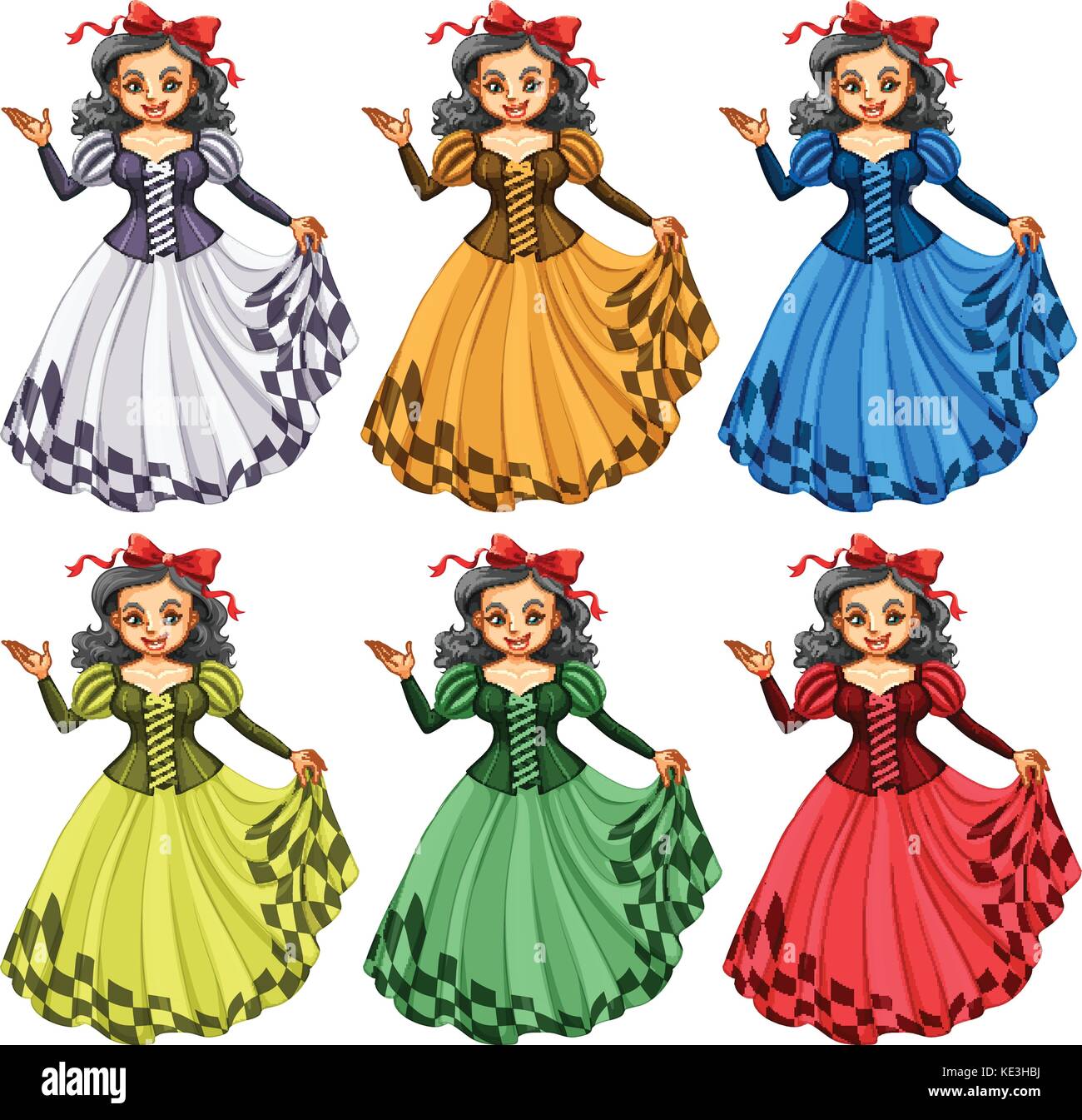 Femme en robe de couleur différente illustration Image Vectorielle Stock -  Alamy