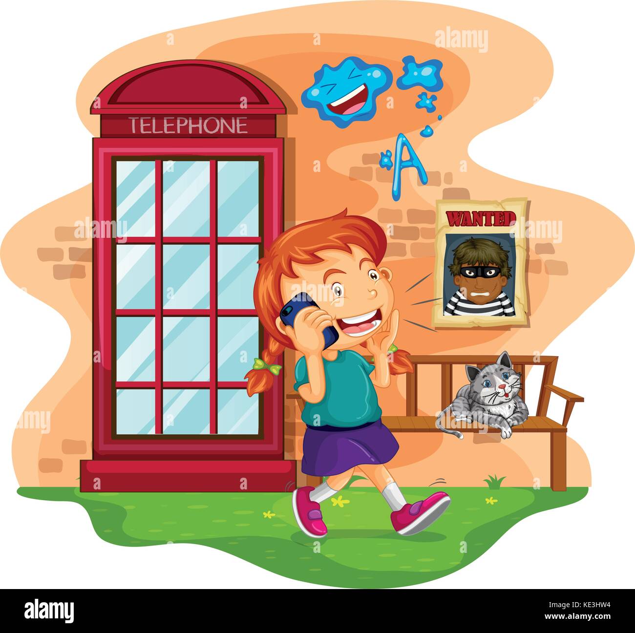 Girl talking on mobile phone l'illustration Illustration de Vecteur