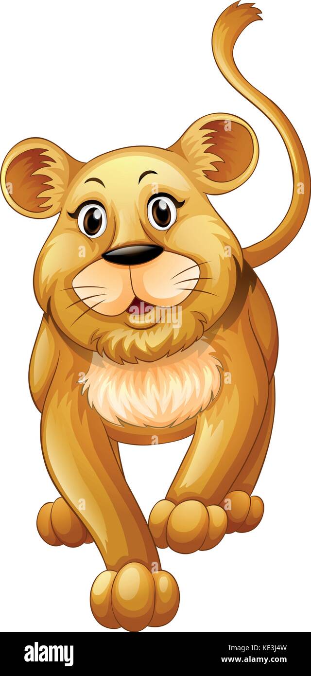 Cute lion cub avec illustration happy face Illustration de Vecteur