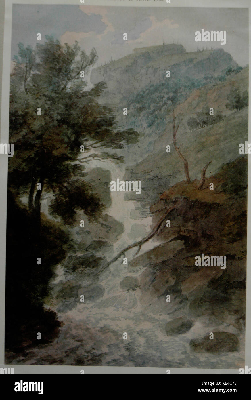 Les chutes de Reichenbach, Crayon et aquarelle, par John Robert Cozens (175297), ex Aynscombe de Mortlake collection (repro couleur) Banque D'Images