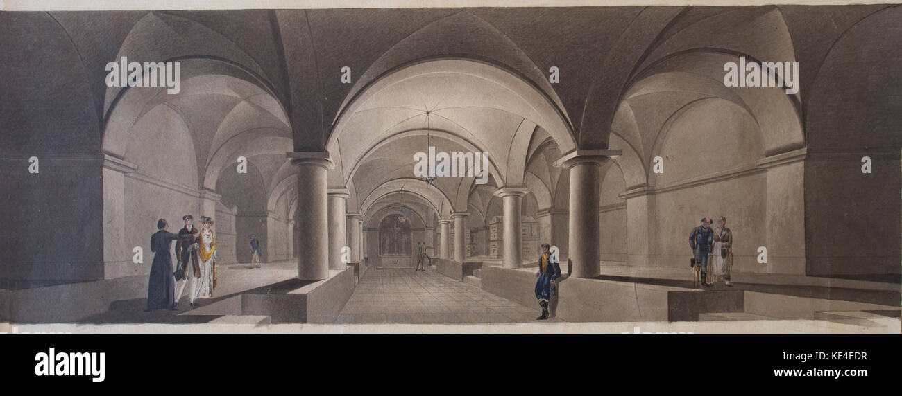 Une image ou une description de l'intérieur d'une tombe (Hrobka) à Vranov, mettant en valeur des détails architecturaux et une signification culturelle. Banque D'Images