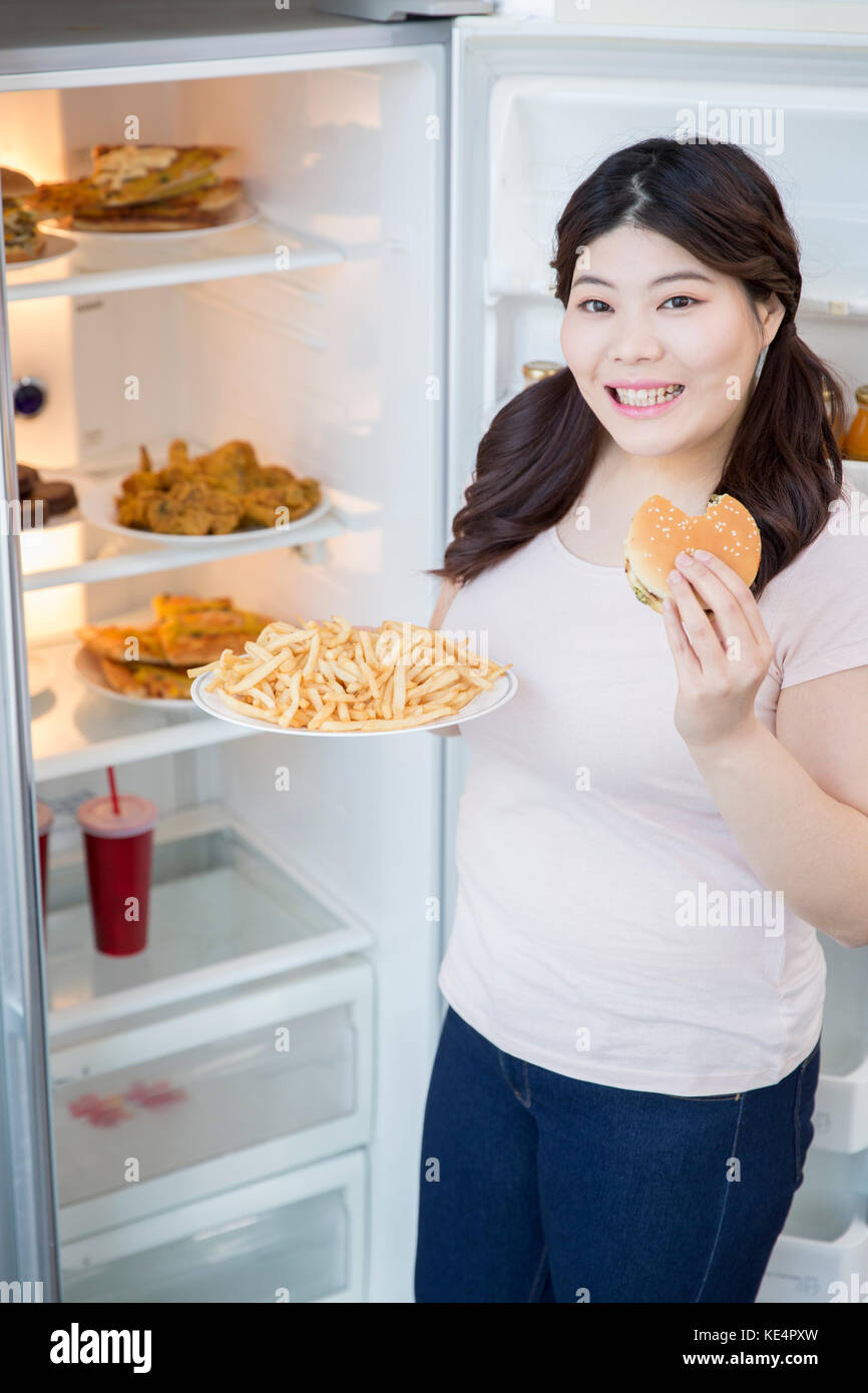 Vie de jeune femme obèse Banque D'Images