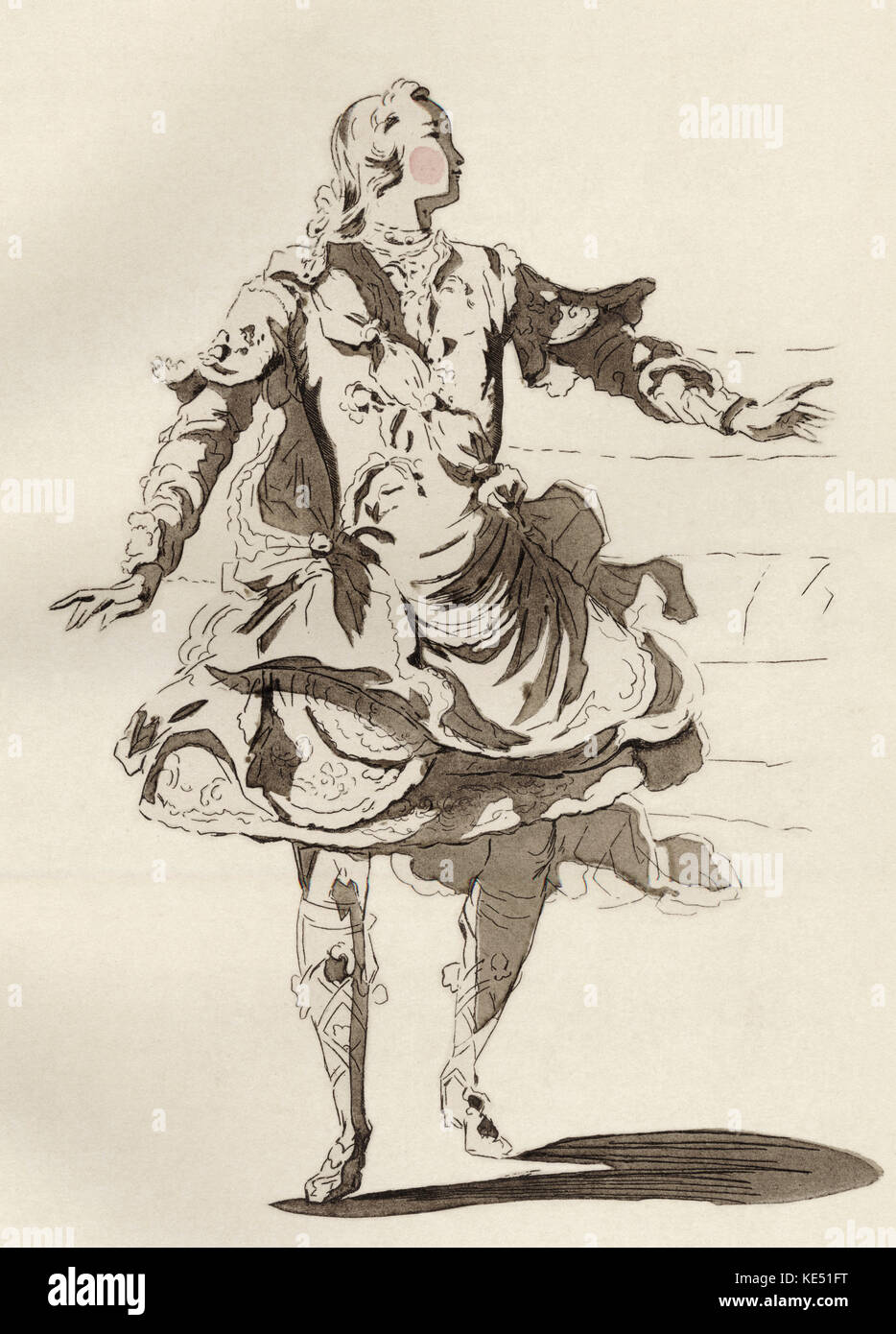 Pygmalion - opéra du compositeur français Jean-Philippe Rameau. La conception de costumes pour Pierre Jeliotte en rôle de Pygmalion. Artiste inconnu. JPR : 25 septembre 1683 - 12 septembre 1764. Banque D'Images