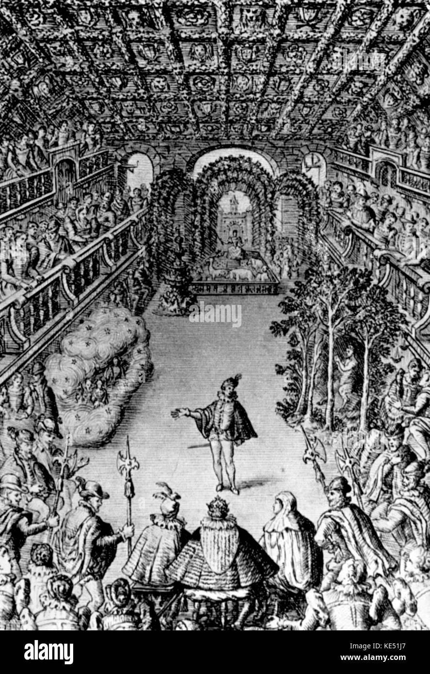 Balthazar de Beaujoyeulx - le compositeur français / italien "Le Ballet  comique de la Reine", tel qu'effectué à la salle du petit Bourbon à Paris  (1581). Le décor simultané. Plusieurs paramètres. Un