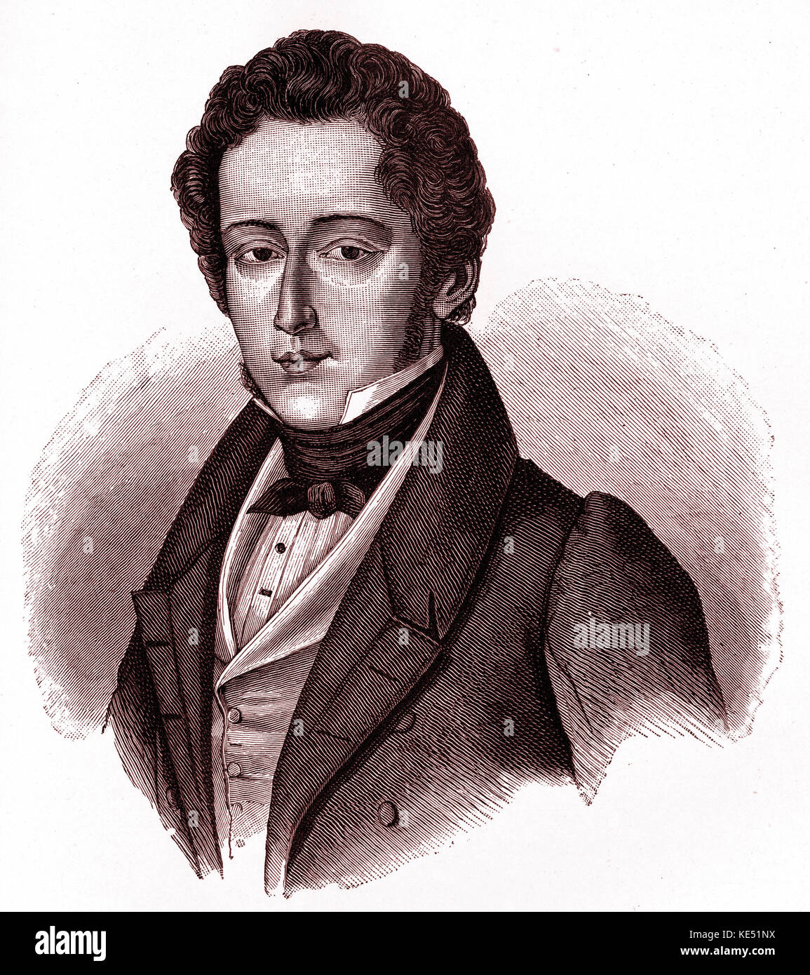 Frédéric (Fryderyk Chopin ou) - portrait de la pianiste et compositeur polonais. 1 mars 1810 - 17 octobre 1849 Banque D'Images