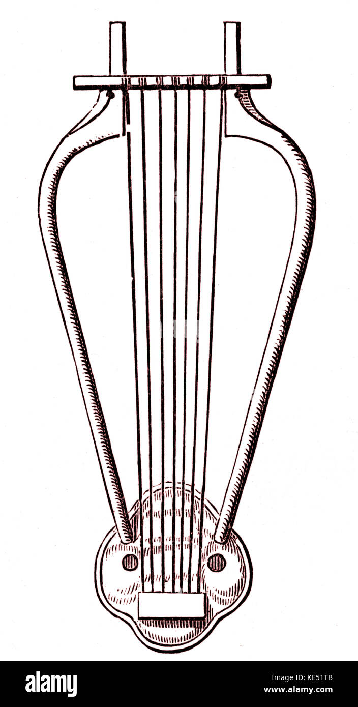 Psautier (ou long lyre) - grec ancien instrument à cordes. Banque D'Images
