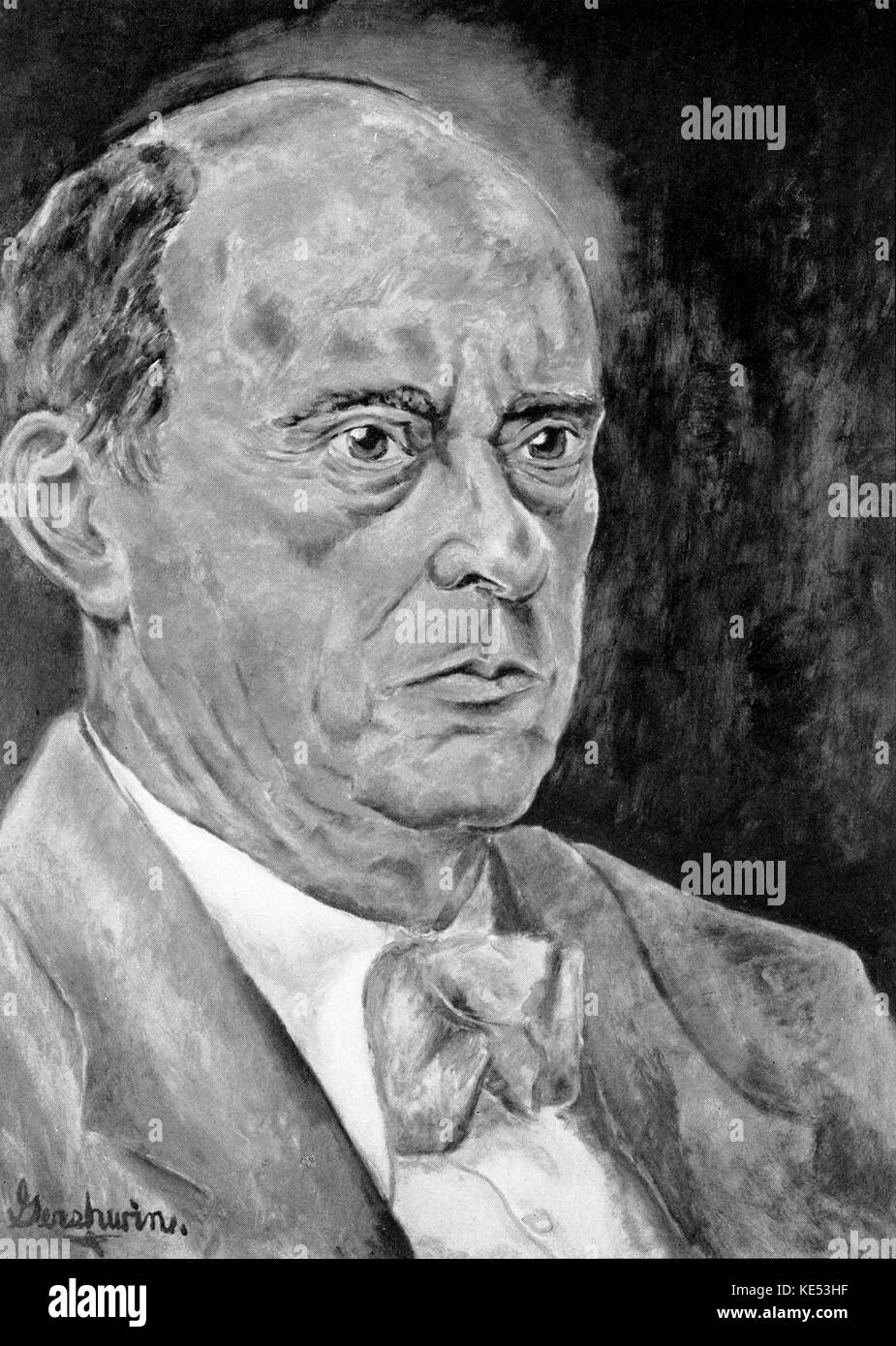 La peinture de George Gershwin (1937 ofArnold Schoenberg compositeur autrichien, 13 avril 1874 - 13 juillet 1951). GG : compositeur et pianiste, 26 septembre 1898 - 11 juillet 1937 Banque D'Images