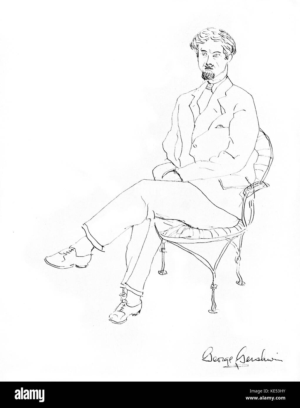 George Gershwin, dessin de Henry Botkin 1932. (Artiste et cousin de GG-Américain, 1896-1983). Compositeur et pianiste, 26 septembre 1898 - 11 juillet 1937 Banque D'Images