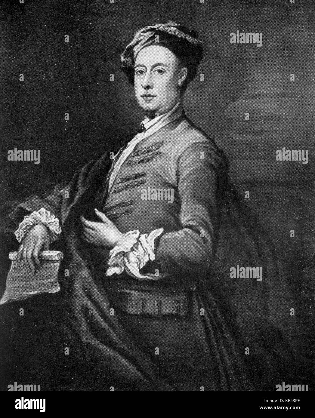 Georg Friedrich Haendel. Gravure de Charles Turner, après le tableau de William Hogarth. Compositeur allemand, 23 février 1685 - 14 Avril 1759 Banque D'Images