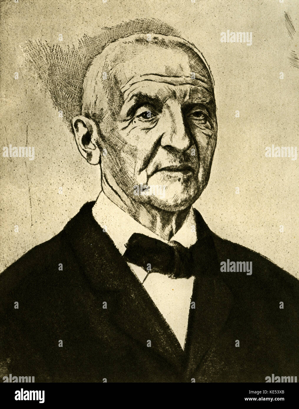 Portrait d'Anton Bruckner en 1920 par Emil Orlik. AB : compositeur autrichien, 4 septembre 1824 - 11 octobre 1896. EO : Artiste, et lithographe, 21 juillet, 1870 - 28 septembre, 1932. Banque D'Images