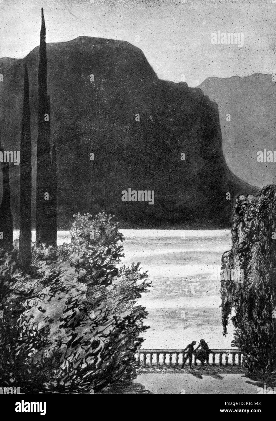 Frederic Chopin illustration pour Prélude n° 11 en Si majeur, Op. 28, dessin de Robert espions.( 1886 - 1914) compositeur polonais, 1 mars 1810 - 17 octobre 1849 Banque D'Images