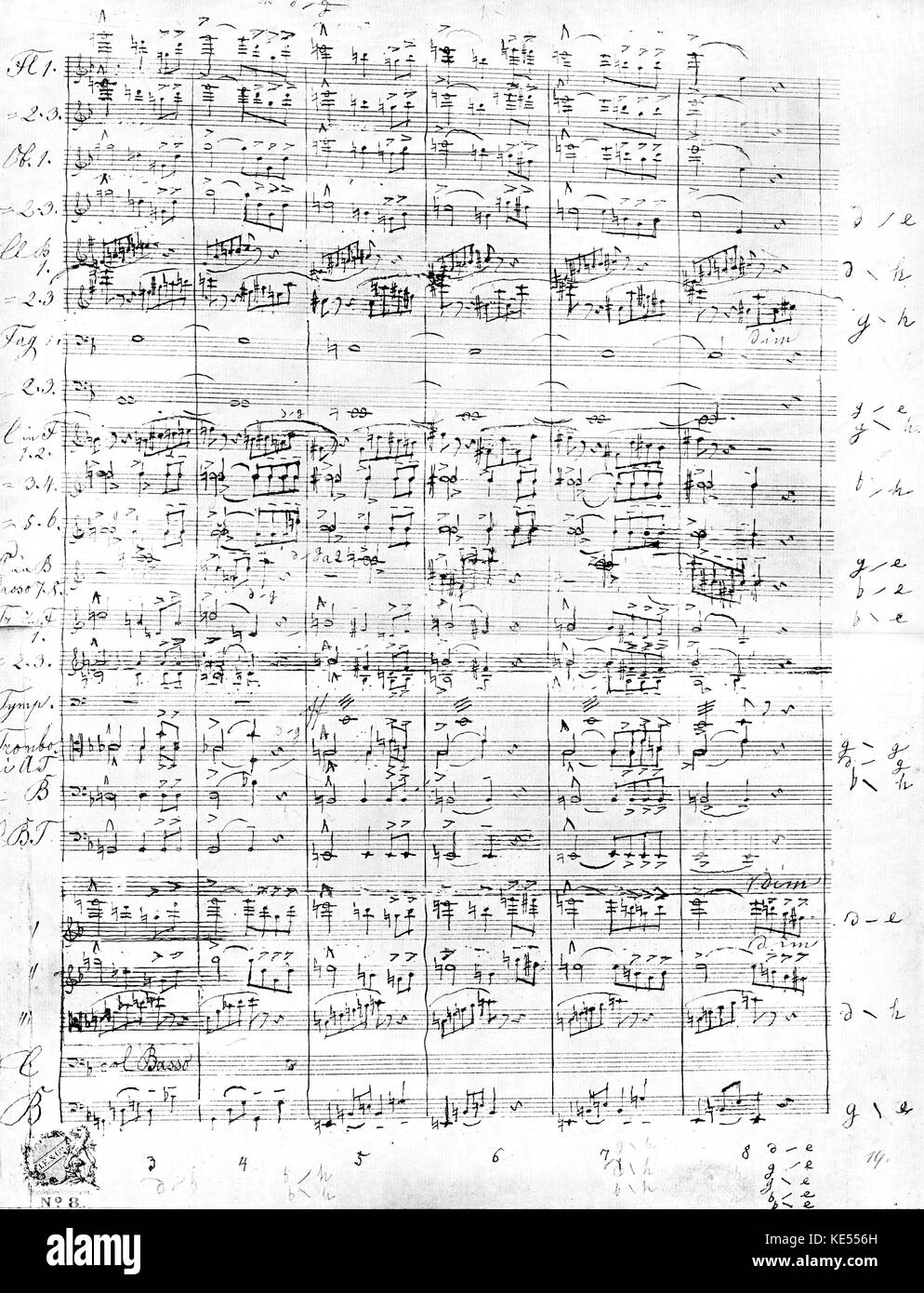 Anton Bruckner - 9e / 9e symphonie page score dans son écriture. Organiste et compositeur autrichien, 4 septembre 1824 - 11 octobre 1896 Banque D'Images