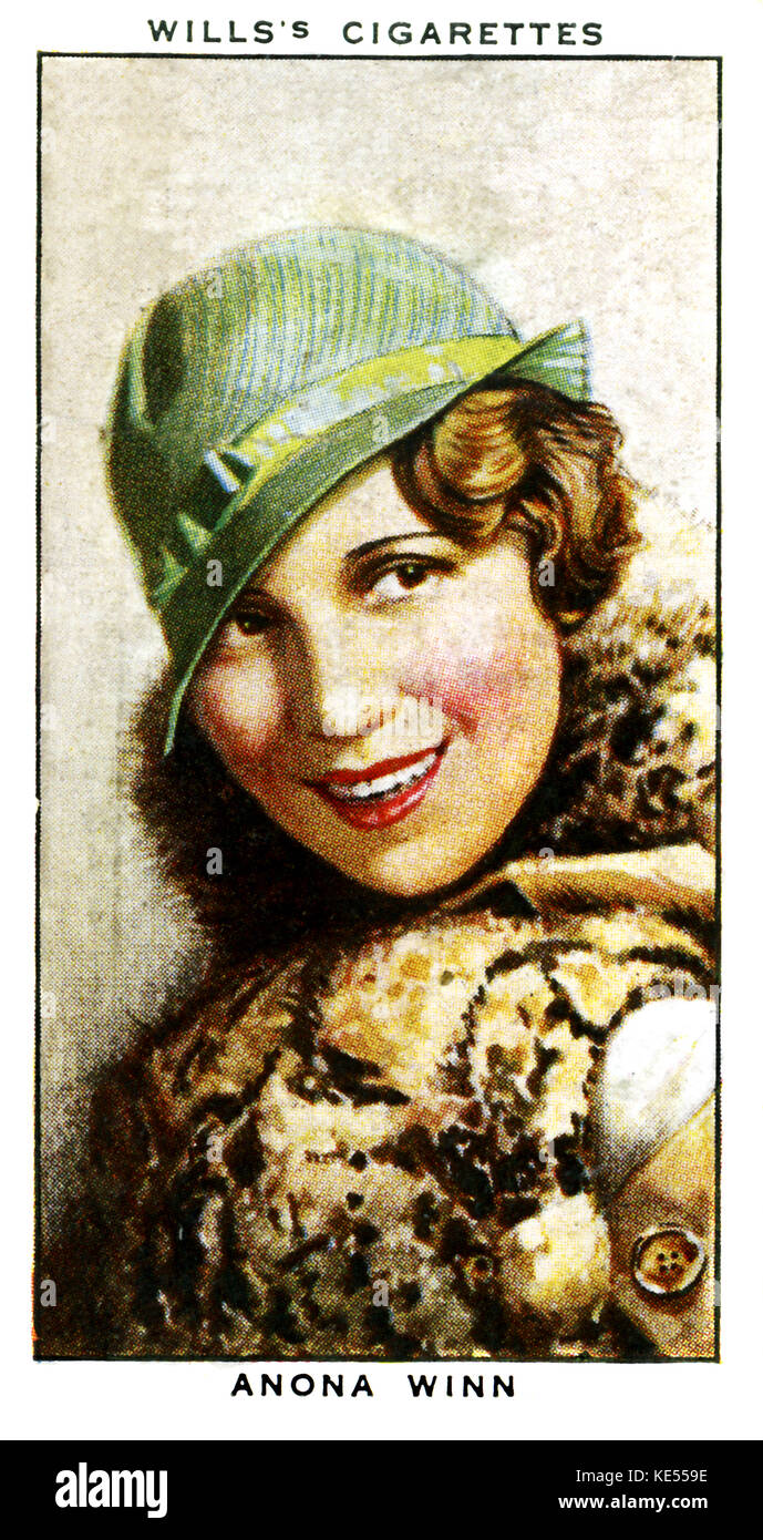 Anona Winn. Né en Australie, comédienne, chanteuse et animatrice. 5 janvier 1904 - 2 février 1994. Carte de la cigarette (Testaments) Banque D'Images