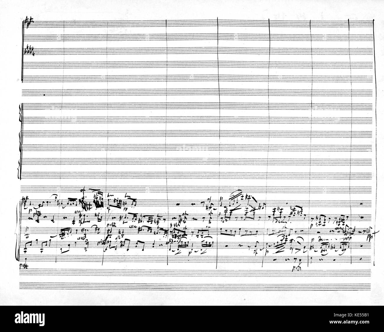 La 10e Symphonie de Gustav Mahler - note manuscrite. Compositeur Autrichien, 7 juillet 1860 - 18 mai 1911. Banque D'Images