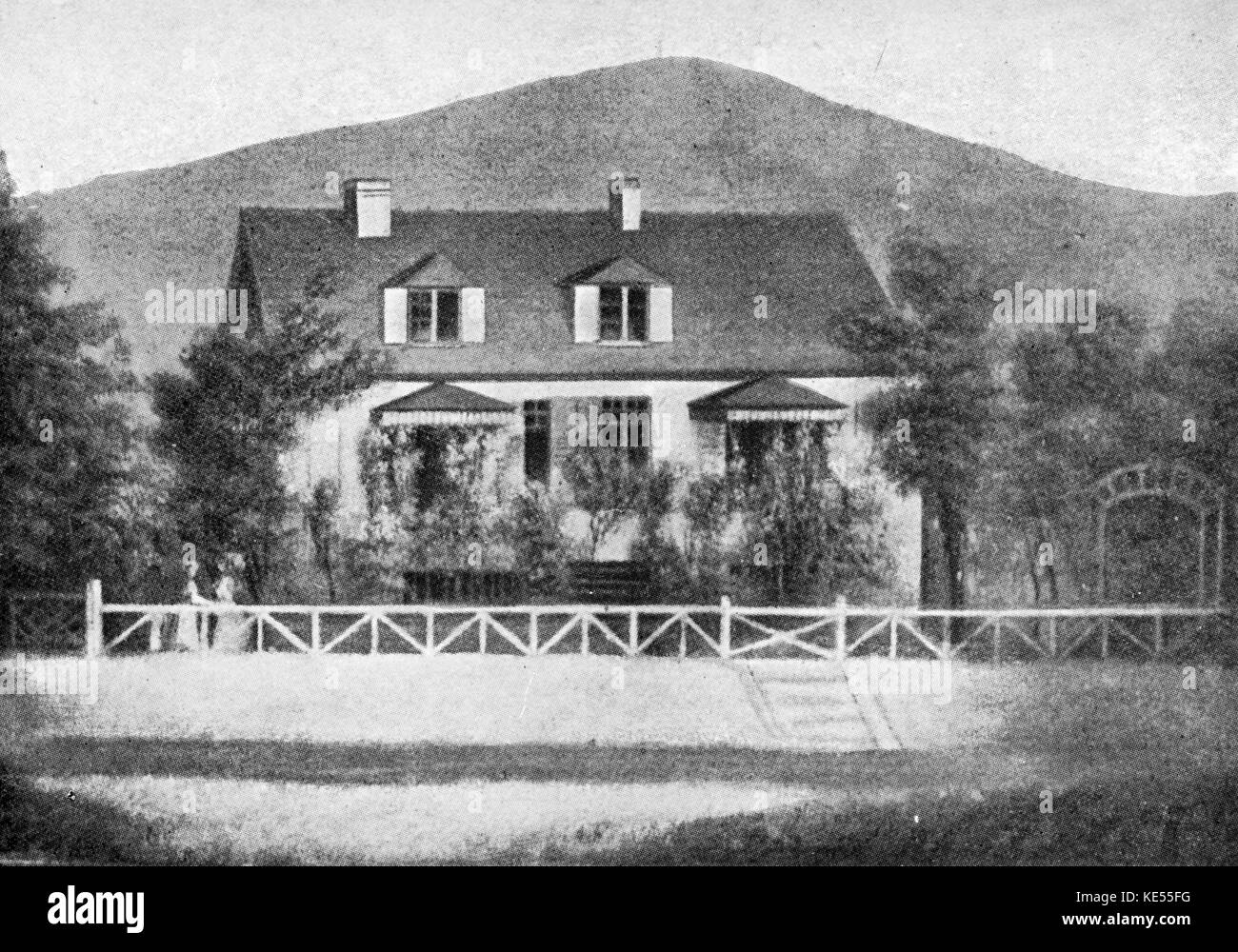 Clara Schumann 's cottage à Baden Baden, en Allemagne. Après une peinture à l'huile qui Brahms avait fait et présenté à la famille de Schumann. Clara Schumann, pianiste et compositeur allemand, épouse du compositeur Robert Schumann, 13 septembre 1819 - 20 mai 1896. Banque D'Images