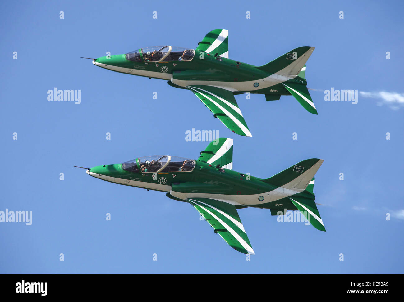 Coupes de l'équipe de voltige de l'arabie Hawks de l'armée de l'air de l'Arabie saoudite. Banque D'Images