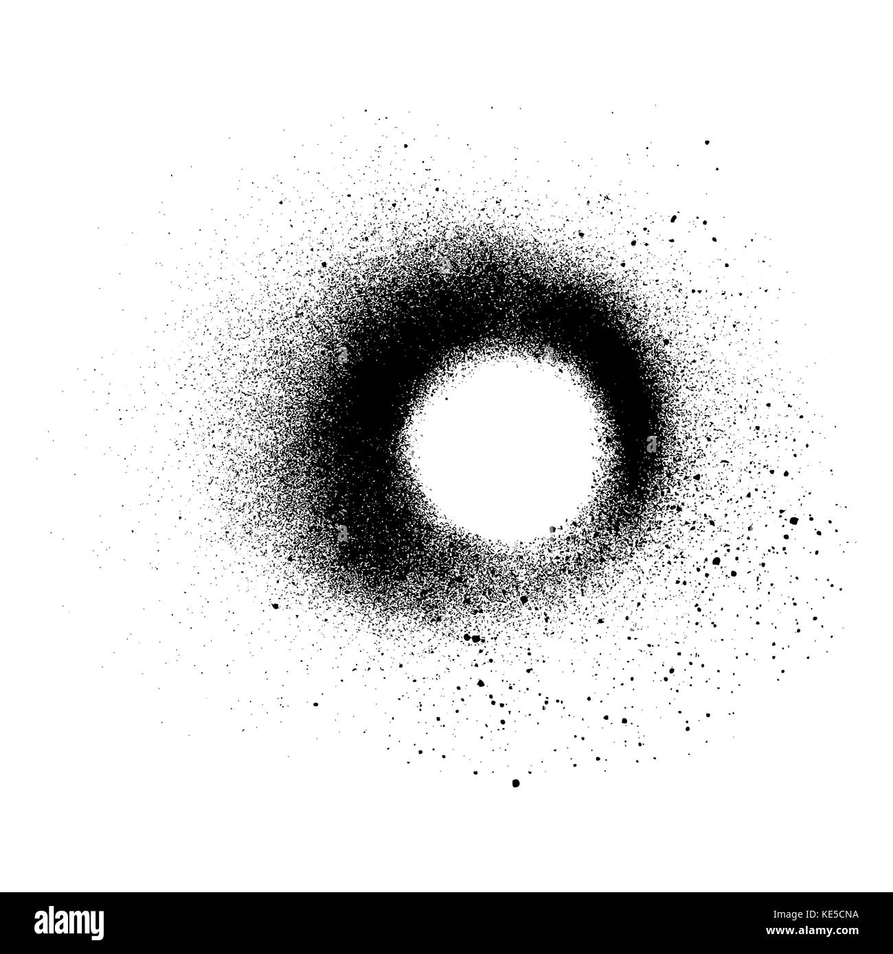 Vector forme du cercle de pulvérisation de peinture monochrome noir splatter décoratif texture réaliste isolé sur fond blanc Illustration de Vecteur