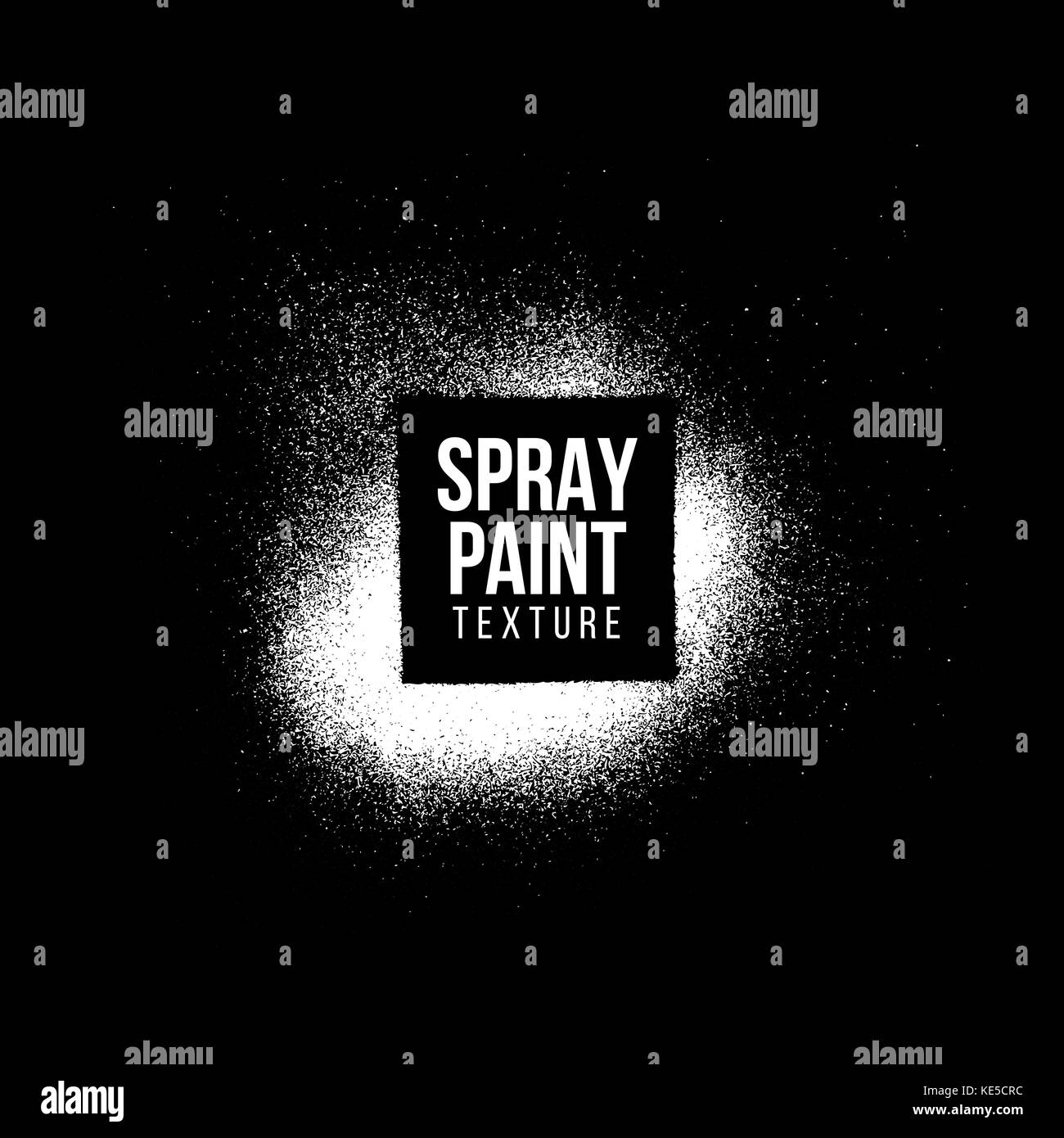 Forme carrée vecteur de pulvérisation de peinture monochrome blanc splatter décoratif texture réaliste isolé sur fond noir Illustration de Vecteur