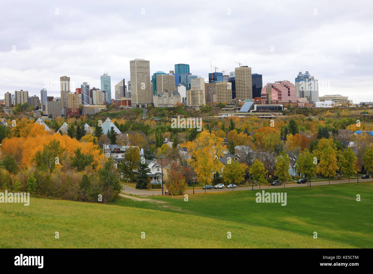 L'edmonton, canada cityscape with colourful tremble à l'automne Banque D'Images