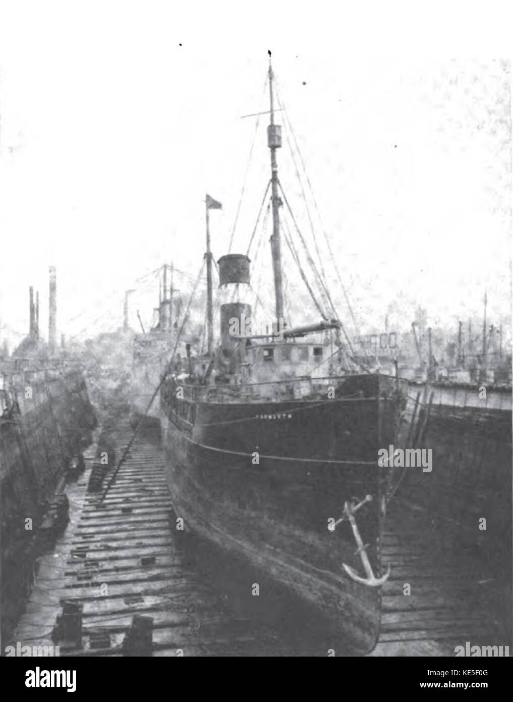 Steamships en cale sèche 1920 Morse Banque D'Images