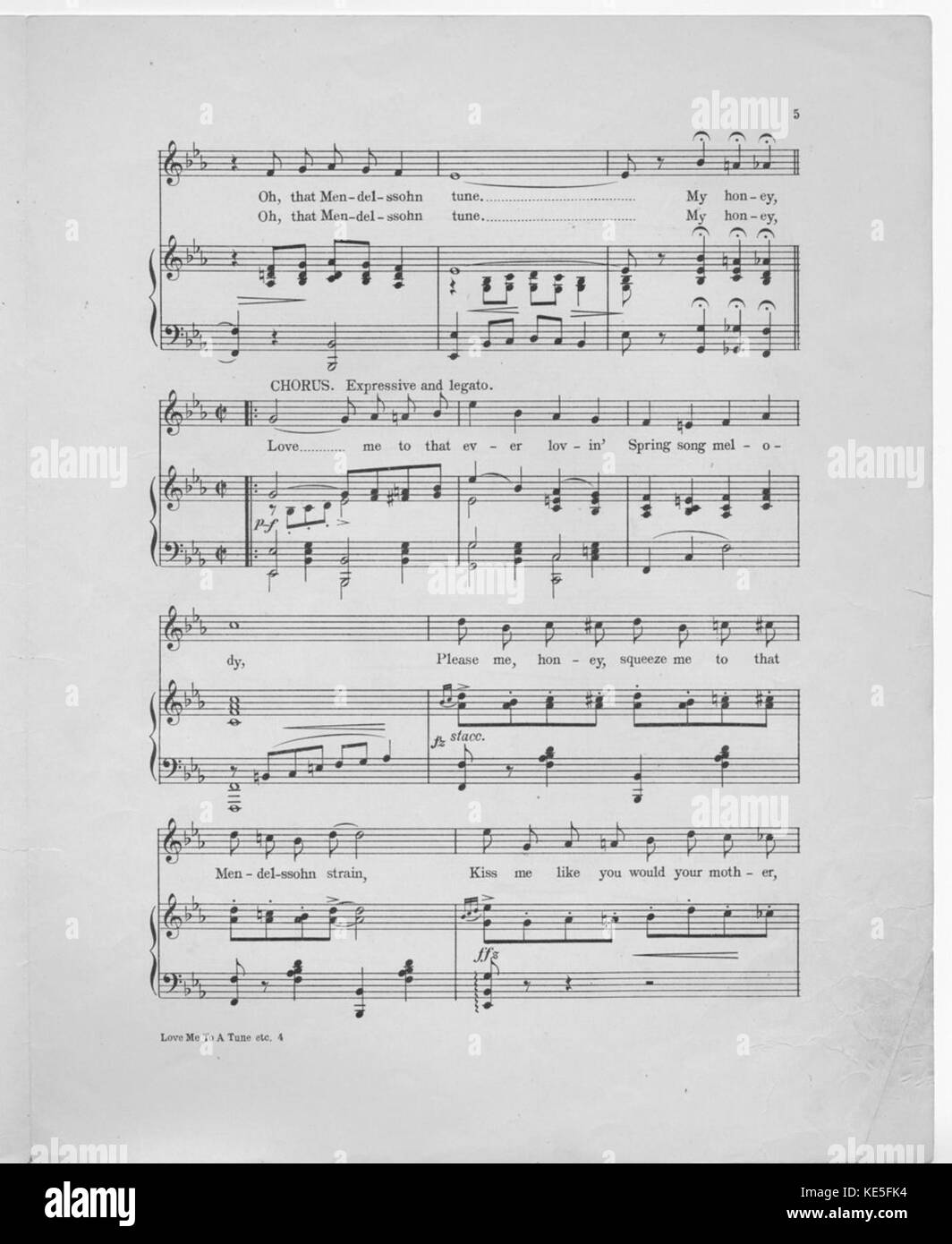 Ce titre fait référence à un morceau de musique de Felix Mendelssohn, probablement ses œuvres célèbres telles que "chansons sans mots" ou "Concerto pour violon" qui ont capturé l'essence de la musique romantique. Banque D'Images