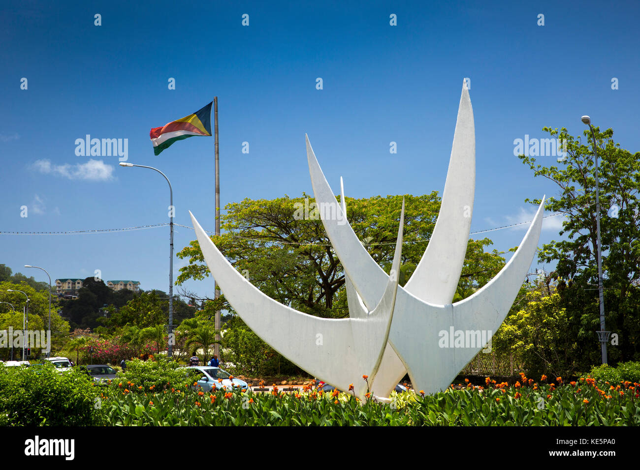 Les Seychelles, Mahe, Avenue de l'indépendance, Monument du Bicentenaire Banque D'Images