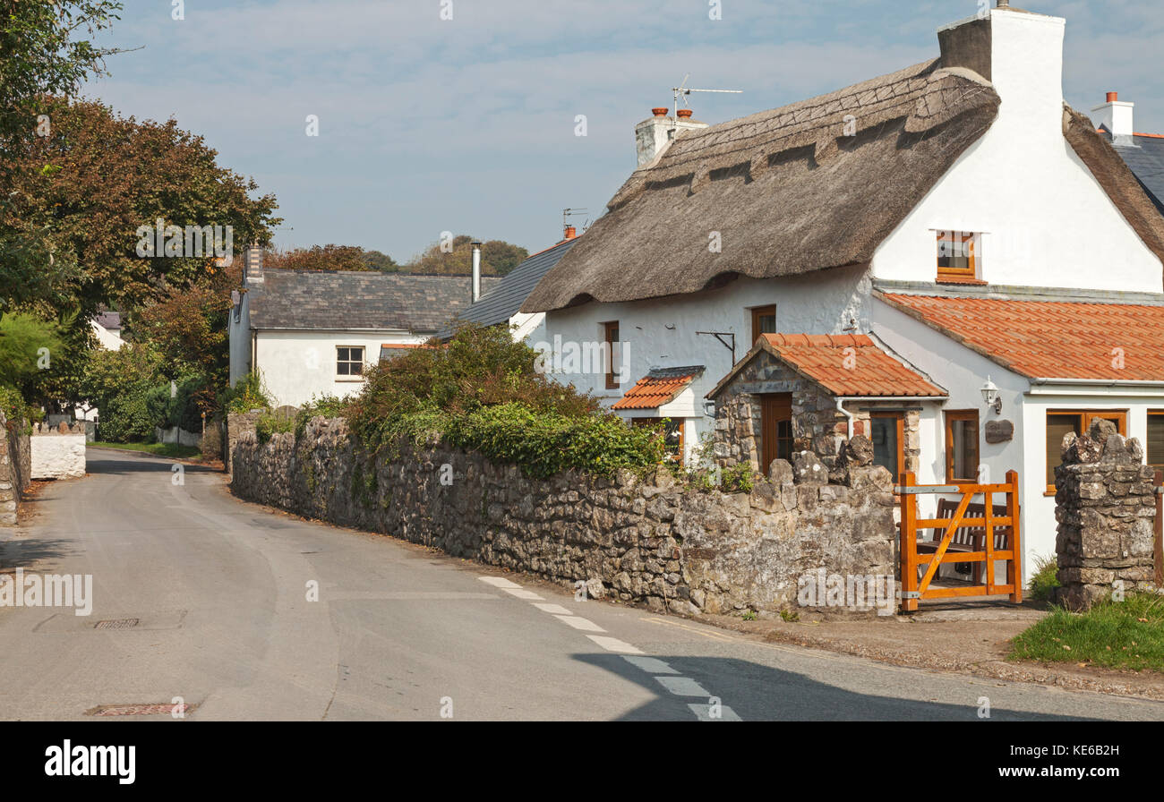 Chaumière, Port Eynon village, la péninsule de Gower, Swansea, Pays de Galles, Royaume-Uni Banque D'Images