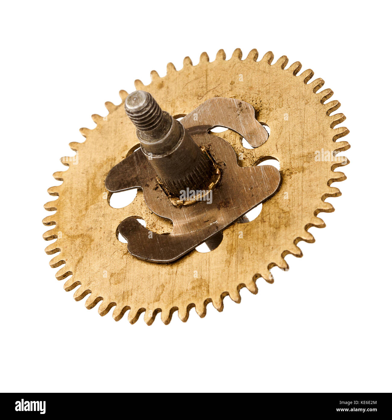 Pignon d'horlogerie ancienne isolé sur fond blanc Banque D'Images