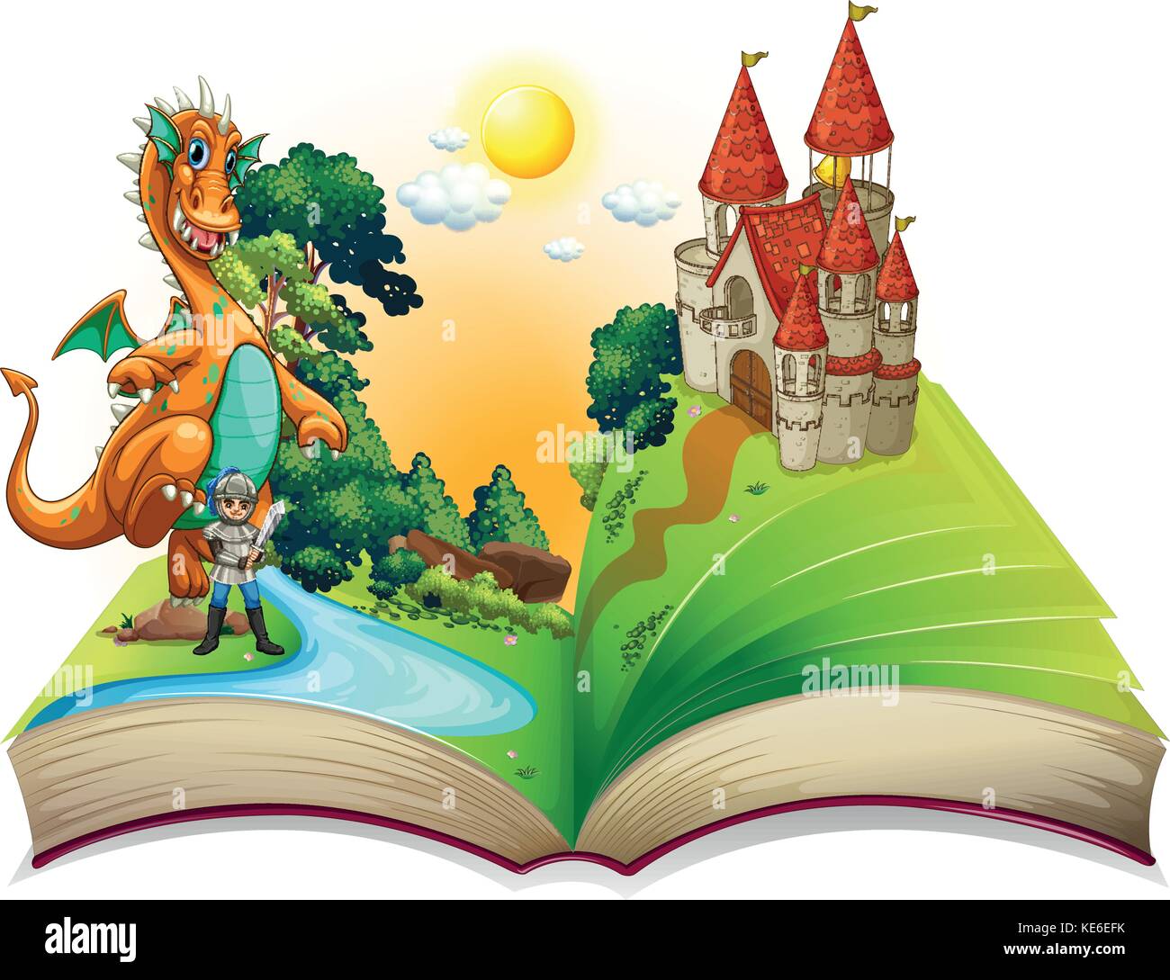 Livre de dragon knight et illustration Illustration de Vecteur