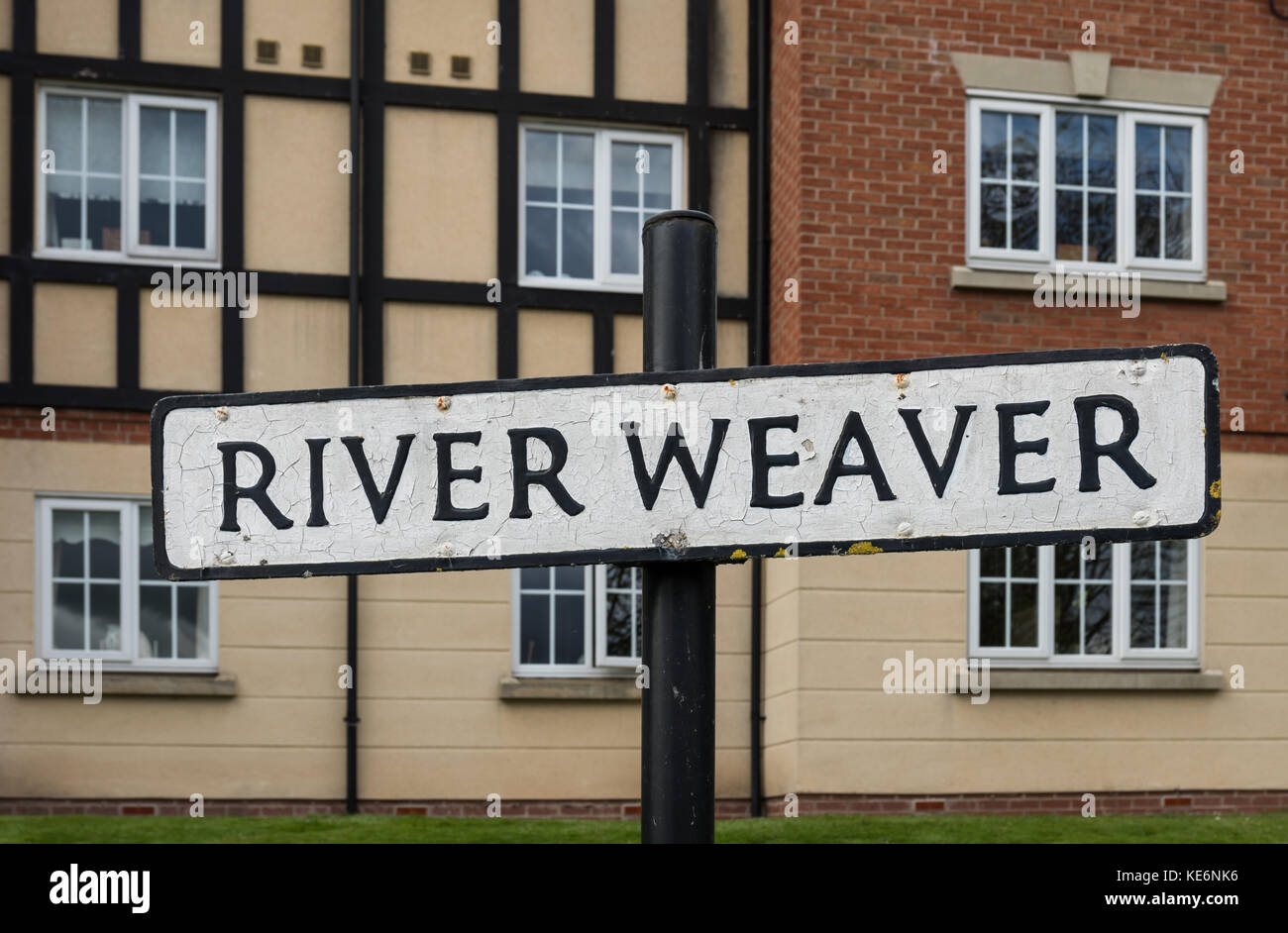 Panneau de signalisation River Weaver, Northwich, Cheshire, Royaume-Uni Banque D'Images