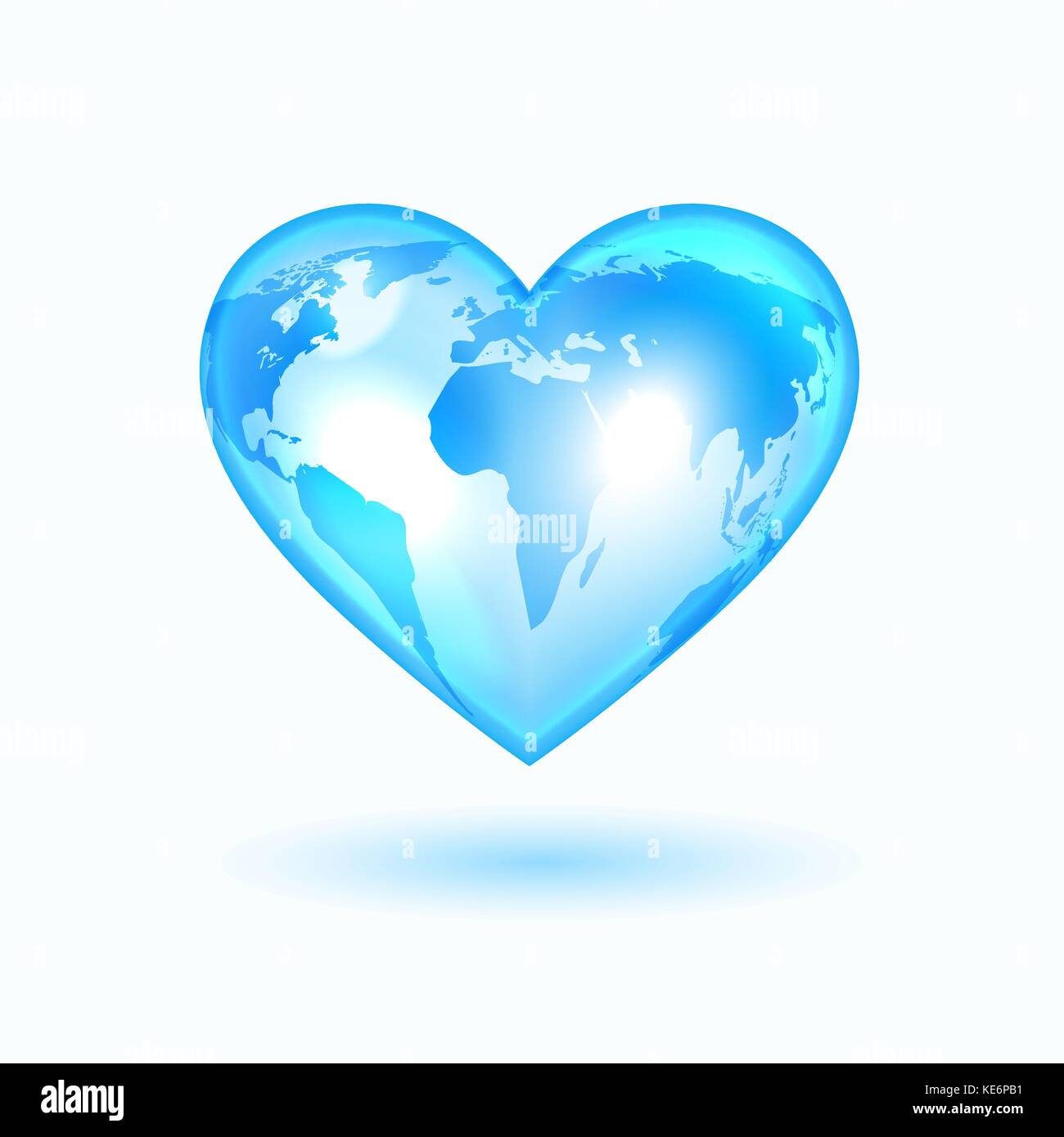 Coeur avec la carte du monde Illustration de Vecteur