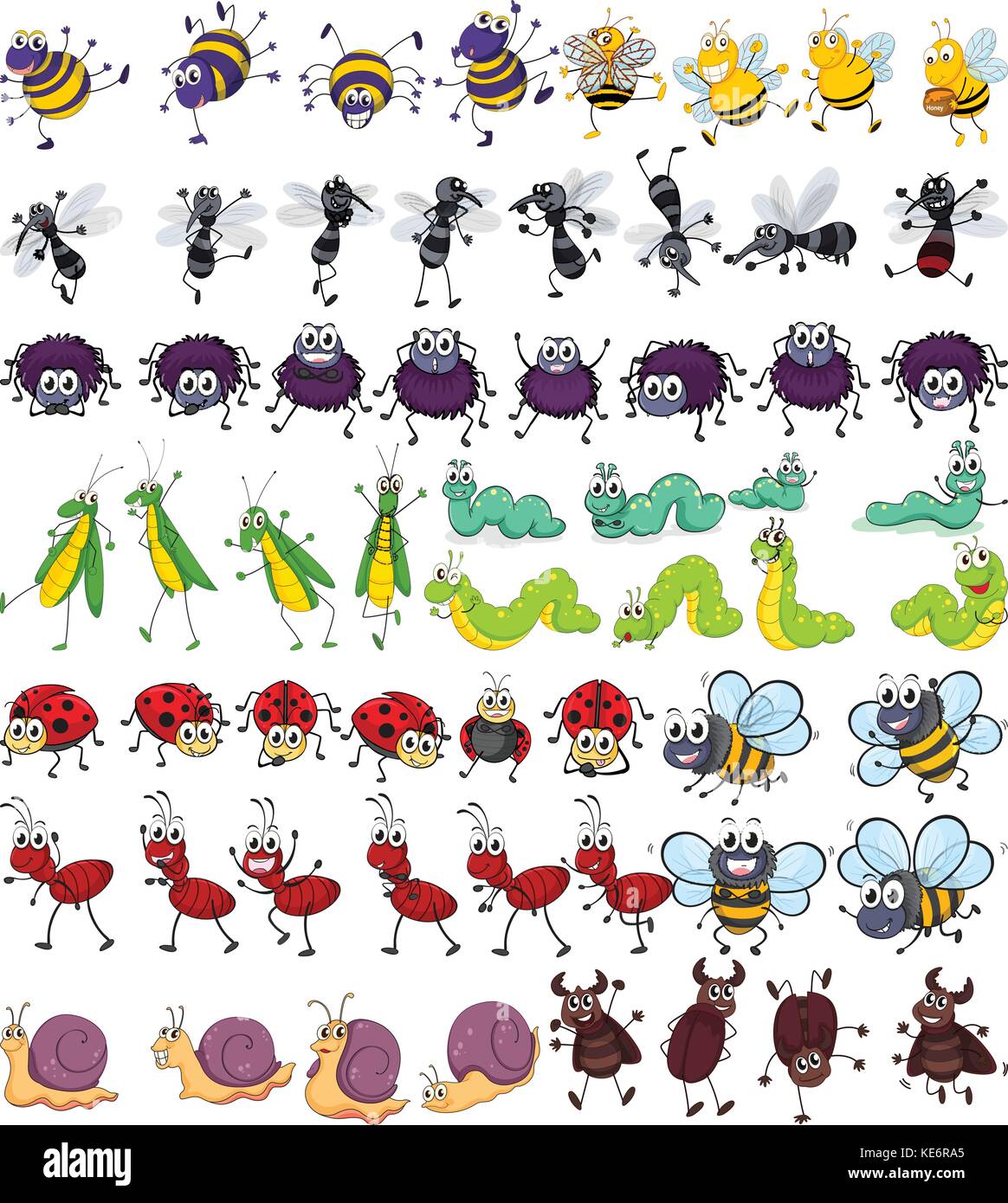 Différents types de petits insectes Illustration de Vecteur