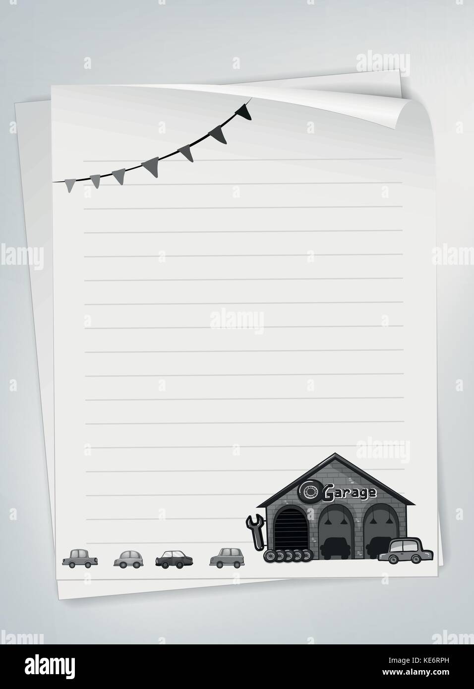Lettre Pad Avec Garage Et Voitures Dessin En Noir Et Blanc Image Vectorielle Stock Alamy