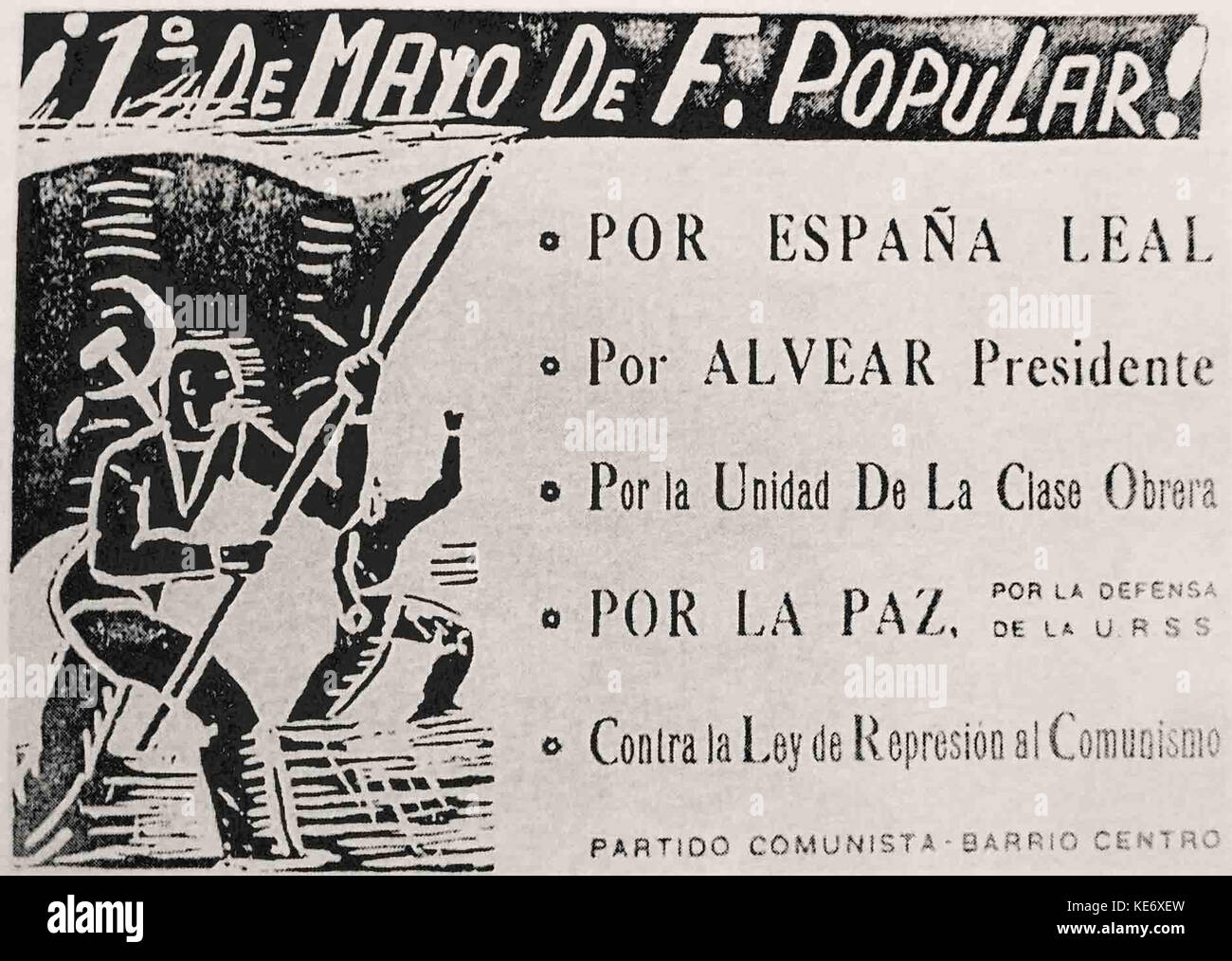 De 1937 Cartel partidario del Partido Comunista Banque D'Images