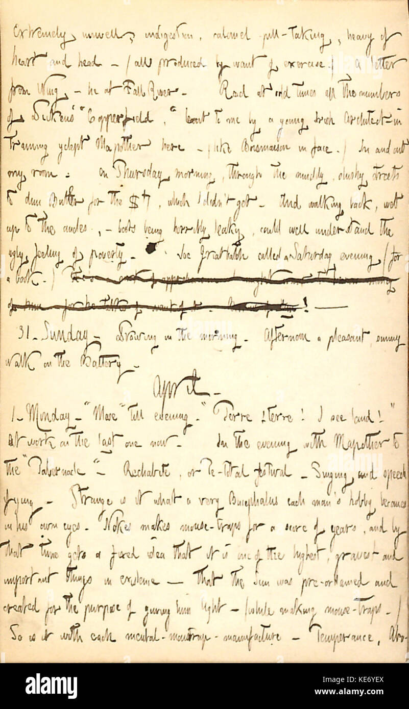 Thomas Butler Gunn Diaries Volume 1, page 97, 26 mars 1 avril, 1850 Banque D'Images