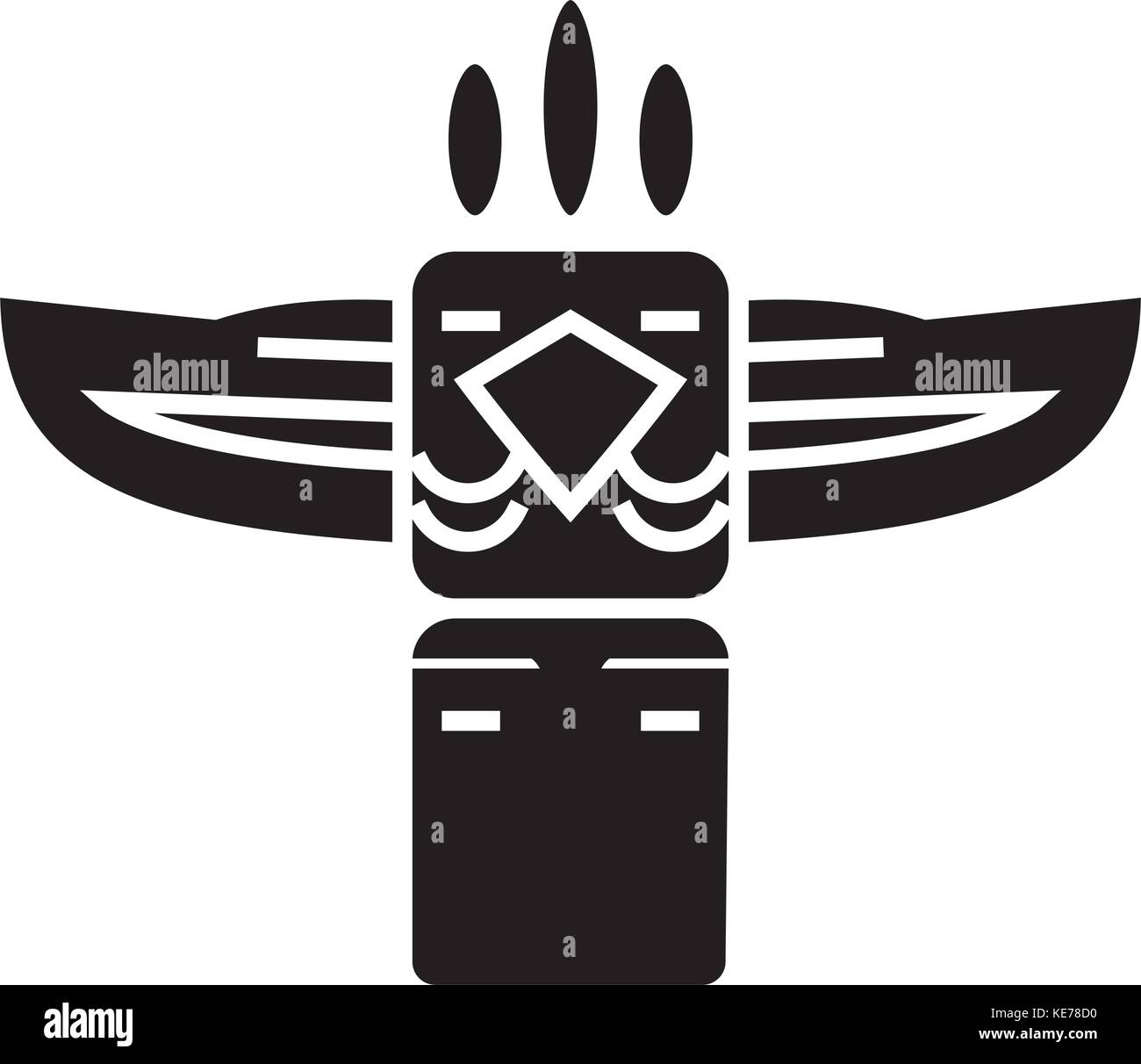 Totem - Native American icon, illustration vectorielle, panneau noir sur fond isolé Illustration de Vecteur